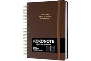 Kokonote - Agenda 2025-2026 Journalier Brownie Biscuit | Agenda Scolaire 12 mois, Format A5, Daily Planner pour Université, Lycée ou Étudiant