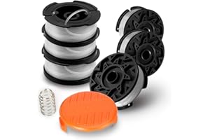 VICRAYS Repuesto Hilo Desbrozadora A6481 A6485, 6 Bobina para Cortadora Black and Decker con Cabezal de y Resorte Carretes, 9,14 m, 1,65mm (6 Carretes,1 Tapa,1 Resorte)