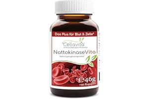 ‎CELLAVITA Cellavita – Nattokinase Vita hochdosiert 2000 FU 90 vegane Kapseln im Glas –Calciumlieferant aus Sojafermentation mit Sango Meereskoralle – Nahrungsergänzungsmittel einfach dosierbar & ohne Zusätze