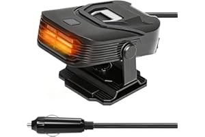 RAYNEAY Plug-in Car Heater, 12 Volt Cigarette Lighter Car Fan Heaters with 2 Modes and 360-Degree Rotatable, Portable Front Windscreen Defroster Heater for Winter