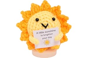 Wobequ Positive Dankegeschenk Sonnen-Strickpuppe, Abschiedsgeschenk mit positiver Energie, Geburtstage Jubiläen, Ermutigungsgeschenke für Freunde, Familie, Kollegen Klassenkamerade
