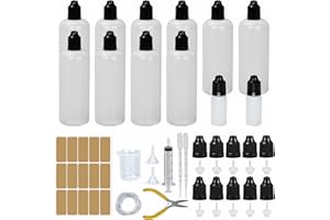 REYSHIN 10 Stk Liquid Flaschen 120ml,Tropfflasche 2x10ml Dropper Bottle Quetschflaschen Leer Plastikflaschen Reiseflasche mit Kindersicherung Ersatzdeckel Inkl. Messbecher Trichter Spritzen Flachzange (120ml)