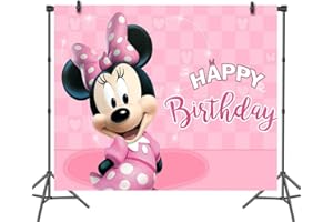 IFHDO Minnie Party Hintergrund, Minnie Geburtstag Foto Hintergrund Geburtstag Party Dekoration Fotohintergrund Cartoon Party Hintergrund Geburtstagsparty Dekoration Requisiten für Kinder Party Dekoration
