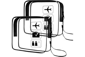 NebulaGlam Neceser de Aseo Transparente, 2 Piezas PVC Impermeable Bolsa Avion, Bolsa Transparente Avion, para Vacaciones Viajes, para Mujeres y Hombres (Negro)