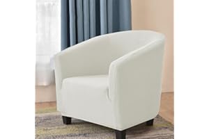 Highdi Copripoltrona 1 Posto Elasticizzato Poltrona Da Cocktail Chesterfield Jacquard Tinta Unita Fodera Universale Lavabile Sedia Da Club per Bar Soggiorno Camera da Letto (Bianco)