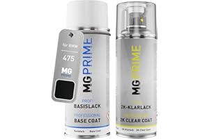 MG PRIME Pintura automotriz Set botes de spray 2 componentes para BMW 475 Blacksapphire Perlcolor/Black Sapphire Metallic Pintura base pintura transparente de 2 componentes aerosol