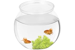 HMLTD Aquarium Rond Transparent - Poisson Rond Transparent pour Poisson Betta,Poissons Rond résistant Chutes pour Poissons Betta, Terrarium à Bol Rond Transparent pour Bureau