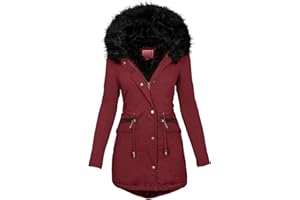 KALORYWEE SUMMER Womens Winter Coats Thick Fleece Lined Warm Hooded Parka Jackets Zip Up Outerwear With Fuffly Hood Plus Size S-5XL KaloryWee