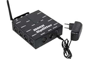 GDJRTTK Divisor Óptico DMX, Distribuidor de Amplificador de Señal Óptica DMX512, 1 Entrada y Salida Directa, 8 Salidas Independientes para Control de Iluminación, Consola de Escenario, Fiesta, DJ, Discoteca