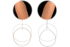 ACTOYS Körperkette 2 Stück Körperkette gold, Body Chain, Hüftkette, Strasssteine Beinkette, Bein Kette Damen silber gold, Körperkette Oberschenkel Schmuck für Damen und Mädchen-Bein