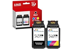 ColoWorld PG-545XL CL-546XL Schwarz Farbe Druckerpatronen, Multipack für Canon Druckerpatronen 545 546 für Canon Pixma TS3351 TS3451 MX495 TR4551 TR4550 TS3450 TS3350 MG2550s TS3150 MG3050 Druckers