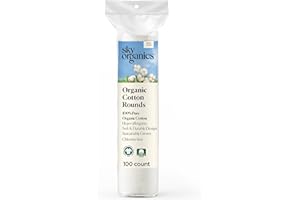 Sky Organics Organic Cotton Rounds for Sensitive Skin, 100% Pure GOTS Certified Organic for Beauty & Personal Care, 100 ct.