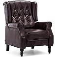 More4Homes - ALTHORPE Pushback Recliner Armchair - Sofa Chair for Living Room & Bedroom - Wing Back Recliner - Bonded Leather, Brown