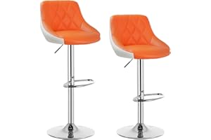 WOLTU BH30or-2 Design 2-kolorowy stołek barowy z uchwytem, zestaw 2 szt., bezstopniowa regulacja wysokości, stal chromowana, guma antypoślizgowa, łatwa w pielęgnacji sztuczna skóra, dobrze wyściełane