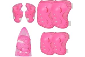 Flintronic Zestaw ochraniaczy na kolana dla dzieci, zestaw ochraniaczy dla dzieci, zestaw ochraniaczy 6 w 1, ochraniacze na kolana, łokcie, nadgarstki, zestaw ochraniaczy do deskorolki, skutera,