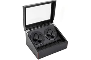 MINUS ONE Enrollador automático de Relojes 10 Relojes Caja de Reloj para Relojes automáticos Destornillador de Reloj, de MDF + PU + Metal, 4 + 6 Negro