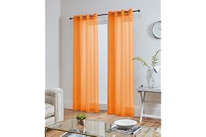 John Aird Lucy Voile Curtains - Eyelet - Pair - 2x Voile Panels (Orange, 58" Wide x 90" Drop)