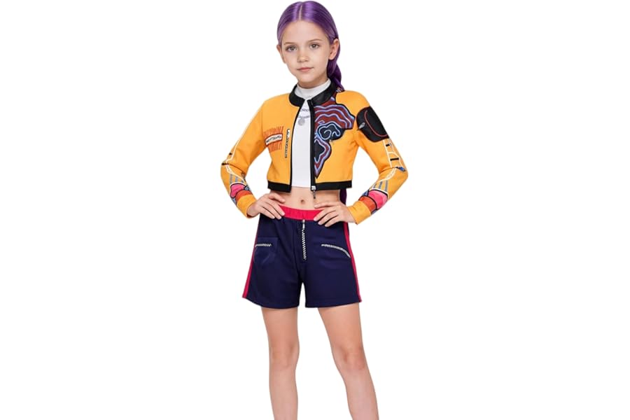 Tangsenyu Rumi Costume for Kids Girls Pop Singers Dress Up Halloween Outfits 3PCS Set