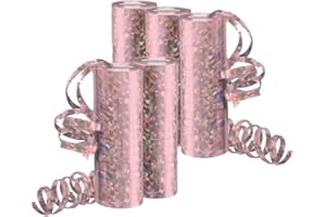 ‎JONAMI Silvester Deko 2026 Luftschlangen Metallic Rosegold Glitzer – 5 Rollen mit 18 Glitzernden Luftschlangen für Neujahr und Geburtstag –5STK–