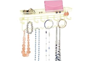 mDesign Portaoggetti da Appendere – Espositore per Cravatte, Orologi, bracciali, Cinture, Occhiali e Molti Altri Accessori – Organizer Uomo in Metallo – Giallo