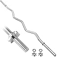 KK Chrome Barbell Bar 1 inch Weights Lifting Bar With Spin Lock Strength Training For Women And Men Home Gym Exercise Workout.