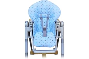 Aveanit Housse de rechange, Haute et imperméable, Pour chaise d’enfant Peg Perego Prima Pappa Diner, 100% Coton Coloris Étoiles Colorées Bleu Clair