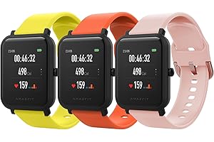 MoKo 3PACK Watch Strap Compatible with Amazfit GTS/GTS 2/2 Mini/2e, Bip/Bip U/U Pro, 20mm Silicone Band Replacement Sport Strap