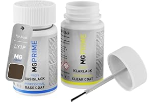 ‎MGPRIME Autolack Lackstift Set für Audi LY1P / Y7 Dakotagrau Metallic/Dakota Gray Metallic Basislack Klarlack je 50ml