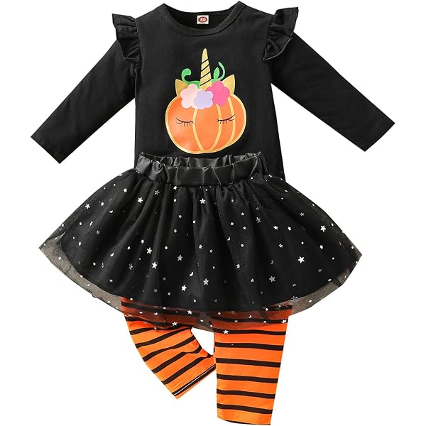 KEEBAX Costume da zucca di Halloween per bambini: vestito in tulle con stampa di zucca maniche lunghe per bambine con fascia e borsa da cosplay abiti eleganti (M (2-3 years