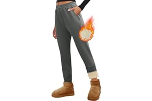 TOMEEK Pantaloni della Tuta da Donna Inverno Termici Pantaloni da Jogging in Felpa Leggins Sportivi Donna con 2 Tasche Pantaloni Tuta Felpati Jogger Sweatpants