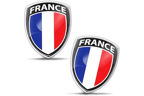Biomar Labs® 2 x 3D Flexibles Autocollant Badge Stickers Drapeau National France Le Français Emblème Voiture Auto Moto F 145