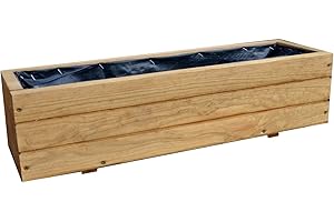 FKL DESIGN Home Deco Jardinière en Bois pour Jardin, terrasse, Rebord de fenêtre entièrement assemblée D6 chêne (Longueur 90 cm)