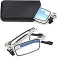 Agabani Ultra-light and Thin Foldable Reading Glasses Folding Readers for Men Women Compact Portable Rectangle with Hard Case Pocket Computer Glasses