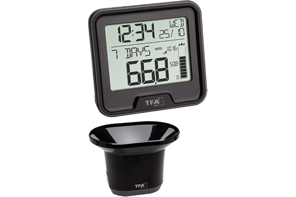 TFA 47.3005.01 Pluviomètre sans fil Drop avec pluviomètre Noir avec piles