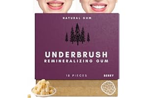 MUBUNI Underbrush Remineralizing Chewing Gum,Mastic Mints Teeth Cleaning G/um,Portable Teeth Cleaning Gu/m,All Natural Freshen Breath Remineralizing G/um,Long Lasting Chewing Gu/m(Raspberry-flavored)