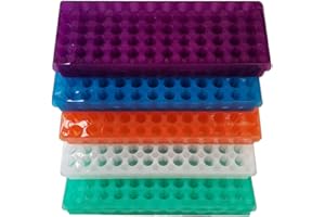 MUHWA Tubo Rack doppio pannello 60 posizioni polipropilene per tubi da 0,2 ml-2 ml, confezione da 5 (blu, arancione, bianco, viola, verde)