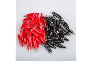 YuCool 35 mm Krokodilklemmen Set,Rot & Schwarz,Metall Klemmen Kunststoff Griff,Metall Krokodilklemmen Elektrische Prüfklemmen mit Kunststoffgriffen Kit, für Labortests,Elektrische Tests, Experimente