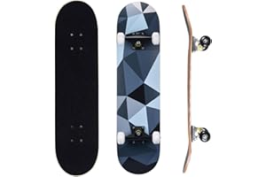 ERNAN Skateboard,80 * 20cm pour Adulte/Enfant Fille/Garçon Débutant.Plateau 7 Plis érable Alpin,Roulement ABEC-7,T-Tool Inclus