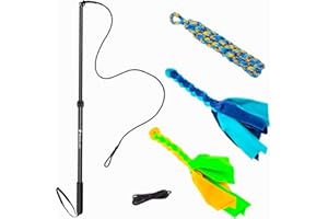 YILAKO Flirt Pole Dogs,Interactive Dog Rope Toys,Fishing Pole Outdoor Dog Toys Large Breed Heavy Duty,flirt pole for medium dogs for Large Dogs Small Dogs,Dog Teaser Wand Dog Lure Stick