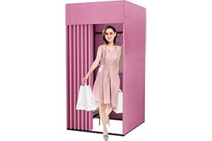AMSXNOO QJSZMEI Cabine D'essayage, Mobile Magasin De Vêtements Salle D'essayage, Détaché Vestiaire Portable D'intimité, Coton Et Lin Dressing Rideaux Occultants pour Centres Commerciaux Bureaux