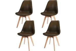 JIJIAN 4er Set Esszimmerstühle aus Wildleder mit Kissen und Holzbeinen Küchenstühle, Moderner Nordic Stil für Esszimmer, Küche und Wohnzimmer