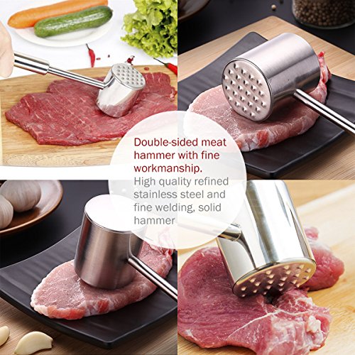OUNONA Fleischklopfer Doppelseitig Fleischklopfer-Tool 304 Edelstahl Spülmaschinenfest - 6