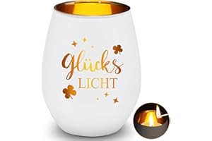 CADIMUS Glückslicht Teelicht, Windlicht mit Gravur, Geschenke für Frauen Glückslicht, Windlicht Glas Personalisiert, Geschenkideen für Frauen, als Geburtstag Valentinstag Muttertag Weihnachten Geschenk