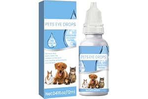 KOAHDE Pet Gocce Oculari per Cani e Gatti,Gocce Oculari per Animali Domestici,Detergente per Gli Occhi per Cani e Gatti,Collirio per Cani per Infezione,Smacchiatore per Lacrime per Cane,12ML