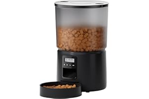 BEMOONY Comedero Gato Automatico, 5L Dispensador Comida Gatos con Temporizador Programable, 1-6 Comidas al DíA, Comedero Automatico Gato con Presione la Tapa y FuncióN de GrabacióN de 10s