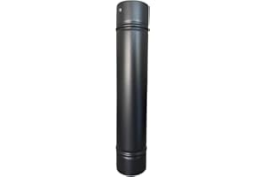 EACOMMERCE Tubo per Stufa a Legna in Lamiera porcellanata per Canna Fumaria (Tubo da 100H cm - 13 Ø cm, Nero Opaco)