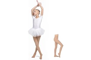 OVISSA Solid Girls Ballet Tights Plain 40 DEN Soft Stretch Strong for Kids Girls 4 SIZES & 3 COLORS White Nude Black