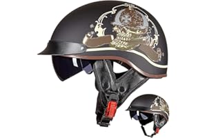 ACLFFSHOP Halbschalenhelm mit ECE, Jethelm Retro, Chopper Helm, Retro Motorrad Helm, Scooter-Helm, Offenem Helm, mit Sonnenblende und Herausnehmbares Atmungsaktives Futter M~XXL 57~64CM