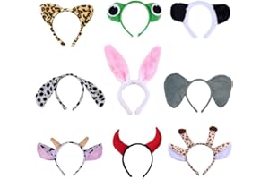 KNOWING Fascia per Cosplay di Animali, 9 Pezzi Moda Carina Fascia per Orecchio Animale, Fascia per Animali da Festa, per Accessori per Capelli per Ragazze e Donne