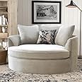 Trend City Handicraft Barrel Chair Accent Sofa With Pillows | Round Modern Oversize Arm Chair for Bedroom, Living Room, Lounge, Hotel & Office (Cream)